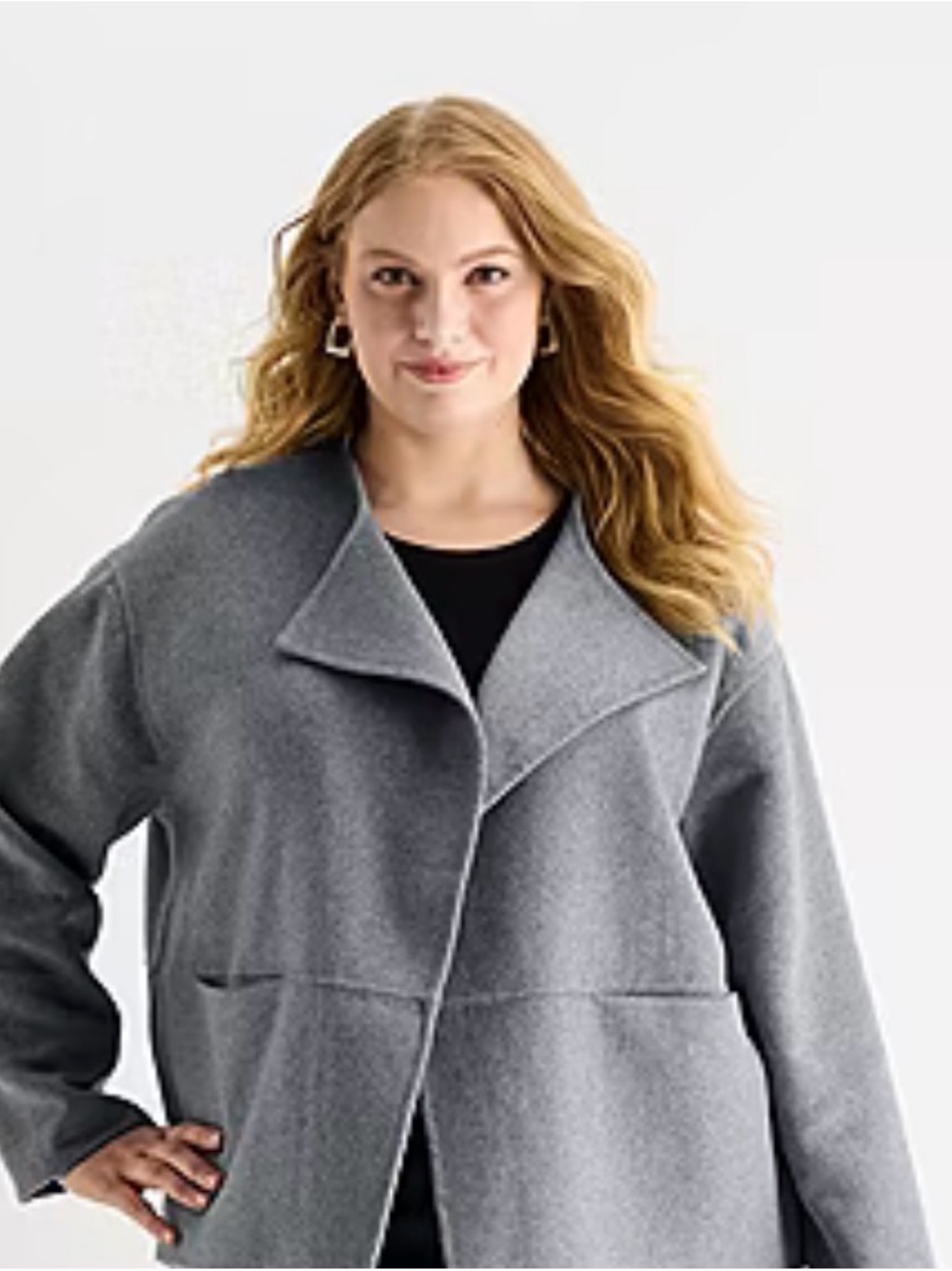 Classic Grey Women's Open-Front Coat